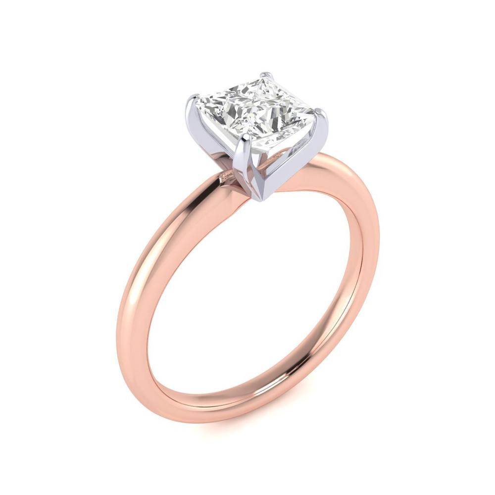 SuperJeweler 1ct Princess Cut Diamond Solitaire Engagement Ring In 14K Rose Gold