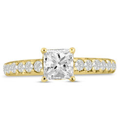 SuperJeweler 1 1/2ct Princess Cut Diamond Engagement Ring Crafted in 14 Karat Yellow Gold