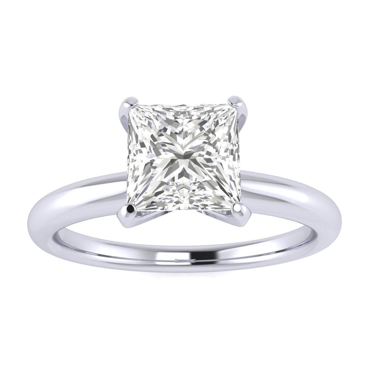 SuperJeweler 1 Carat Princess Cut Diamond Solitaire Engagement Ring In 14K White Gold (I-J I1-I2 Clarity Enhanced)