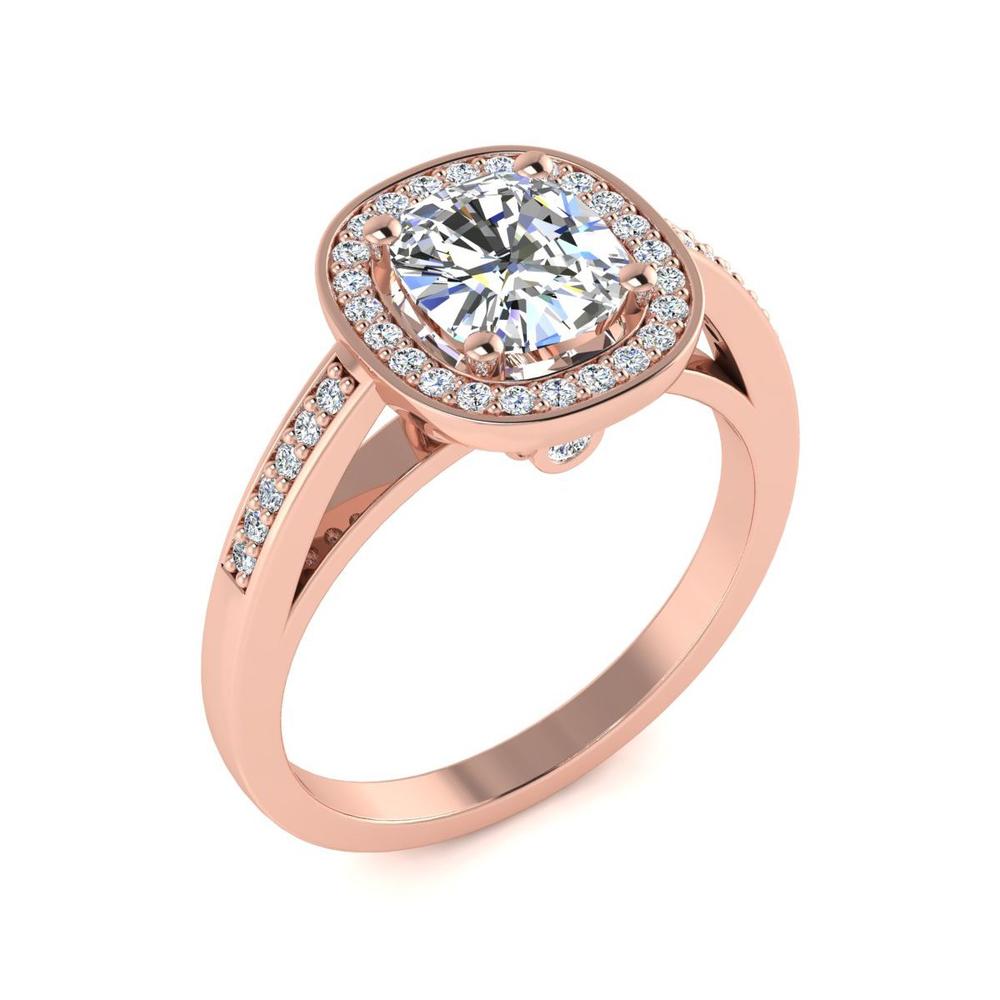 SuperJeweler 1 3/4 Carat Cushion Cut Halo Diamond Engagement Ring In 14 Karat Rose Gold (I-J I1-I2 Clarity Enhanced)