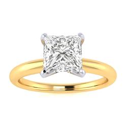 SuperJeweler 1 Carat Princess Cut Diamond Solitaire Engagement Ring In 14K Yellow Gold (I-J I1-I2 Clarity Enhanced)