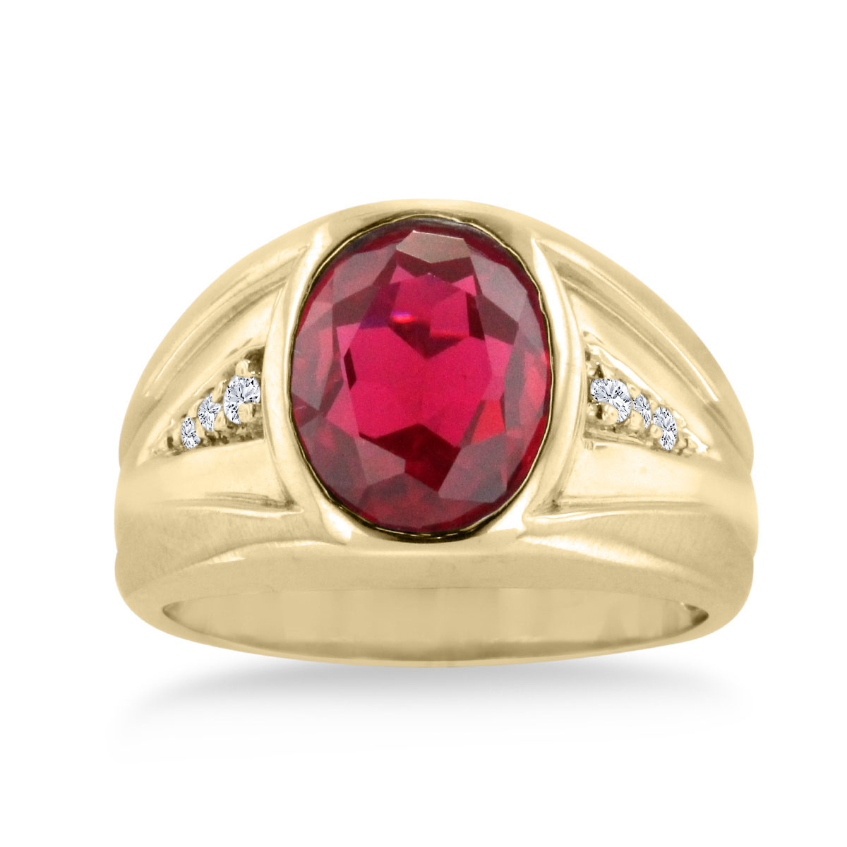 SuperJeweler 4 1/2ct Oval Created Ruby and Diamond Men's Ring Crafted ...