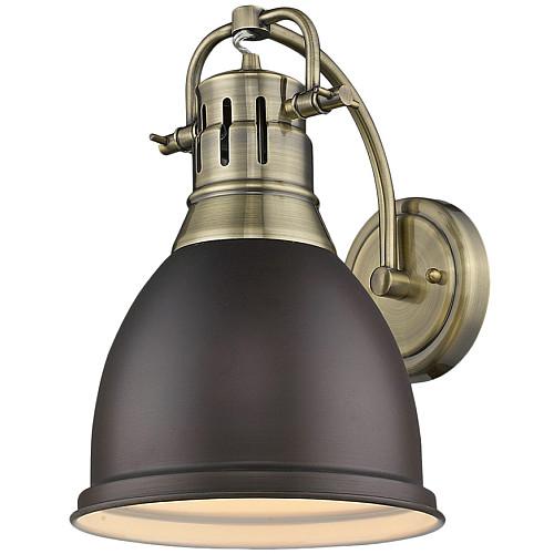 3602 1w Ab Rbz Golden Lighting Duncan 1 Light Wall Sconce In Aged 3602 1w Ab Rbz Golden Lighting Duncan 1 Light Wall Sconce In Aged Br W A Bronze Shade