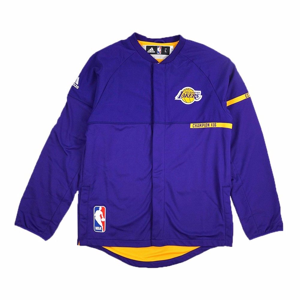Adidas Los Angeles Lakers Nba Men Purple 2016 17 Authentic On Court Team Issued Pro Cut Warm Up Jacket