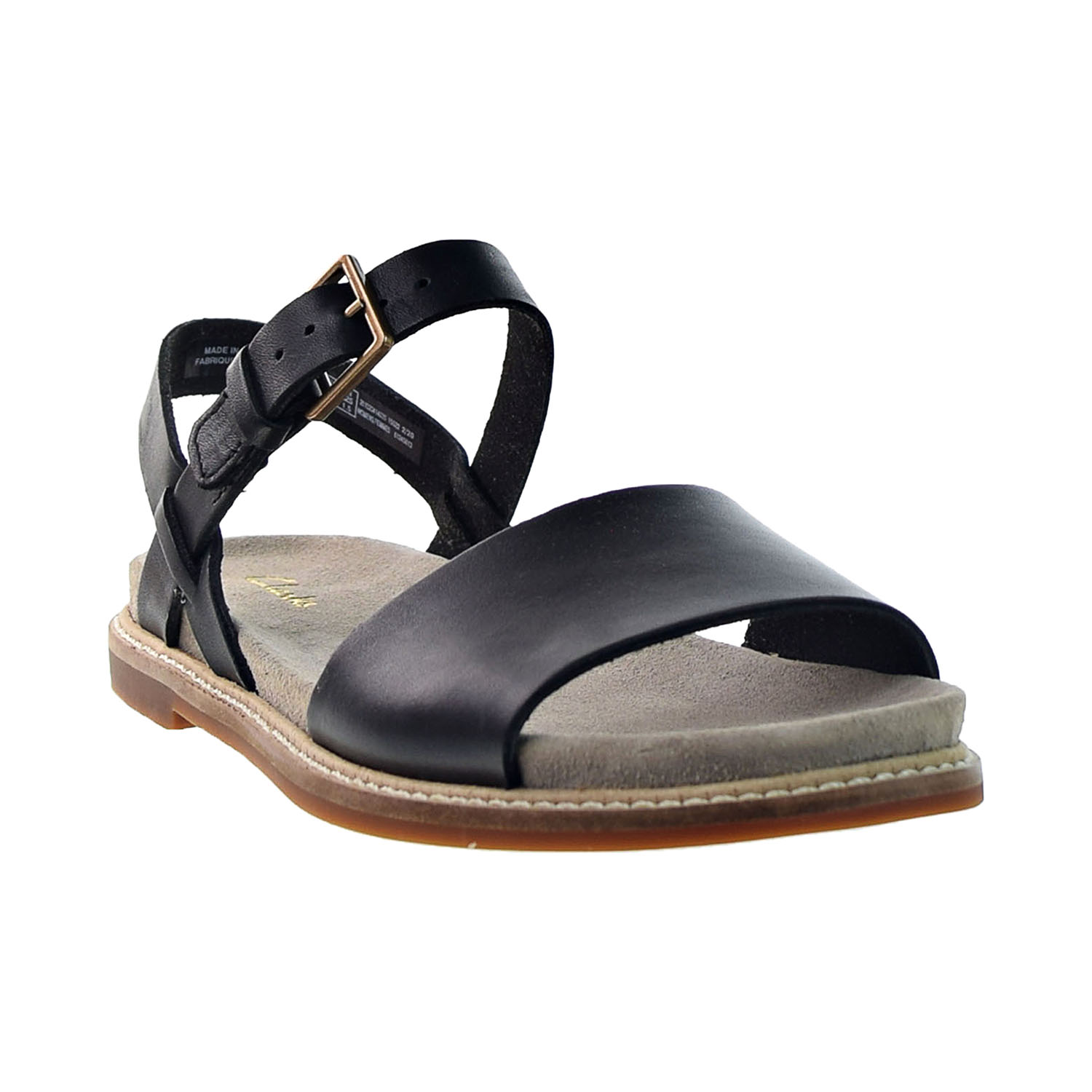 Clarks Corsio Strap Women's Flat Sandals Black Leather 26152041