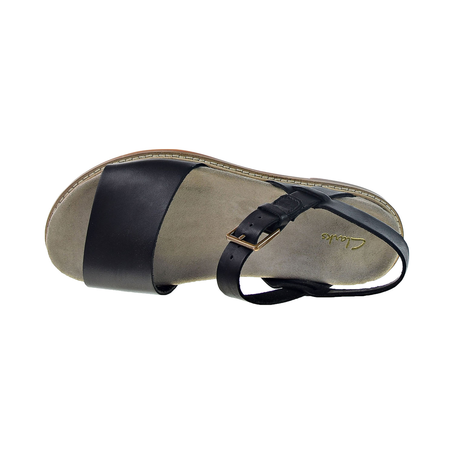 Clarks Corsio Strap Women's Flat Sandals Black Leather 26152041