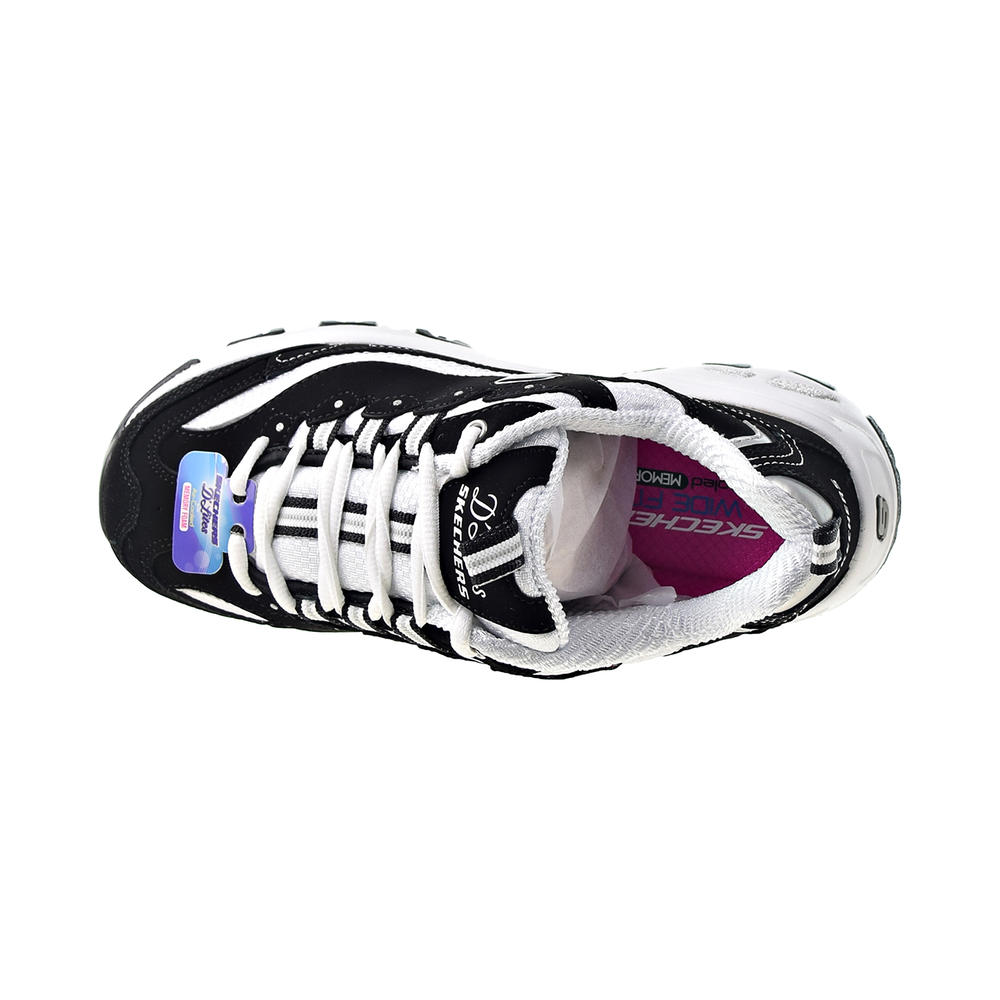 Skechers D'Lites Biggest Fan Extra Wide Width Women's Shoes Black-White 11930ew-bkw (6 XW US)