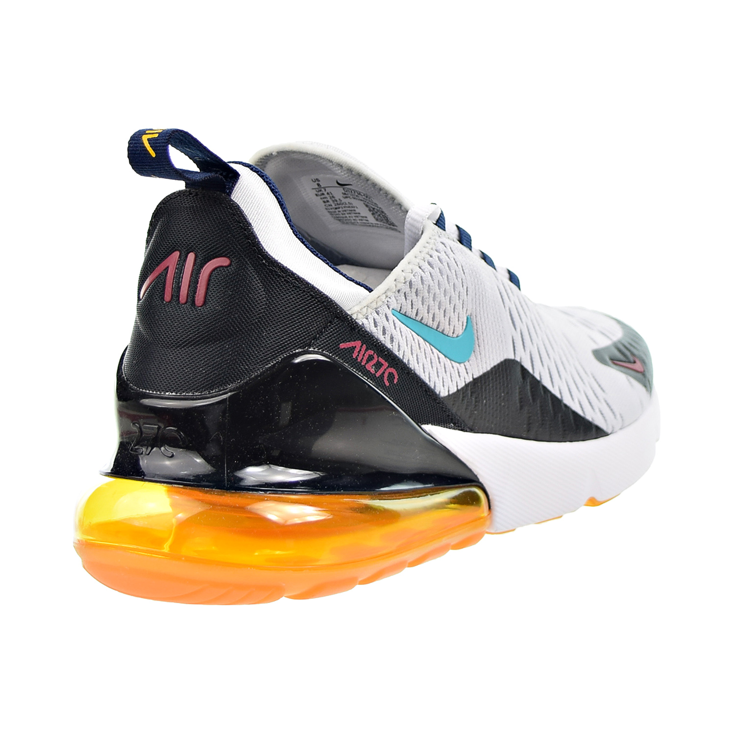 Nike Air Max 270 Men's Shoes Pure Platinum-Oracle Aqua-Yellow