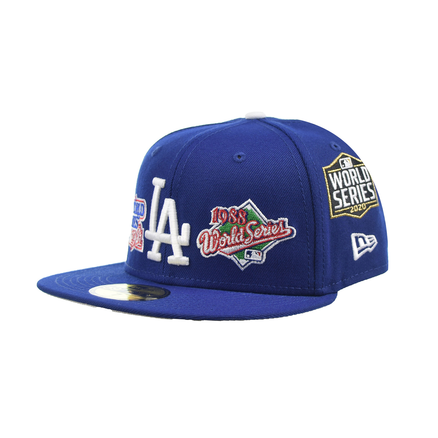 New Era Los Angeles Dodgers MLB World Champs Patch 59Fifty Fitted Men's Hat Blue 60180959 (Size 7 5/8)