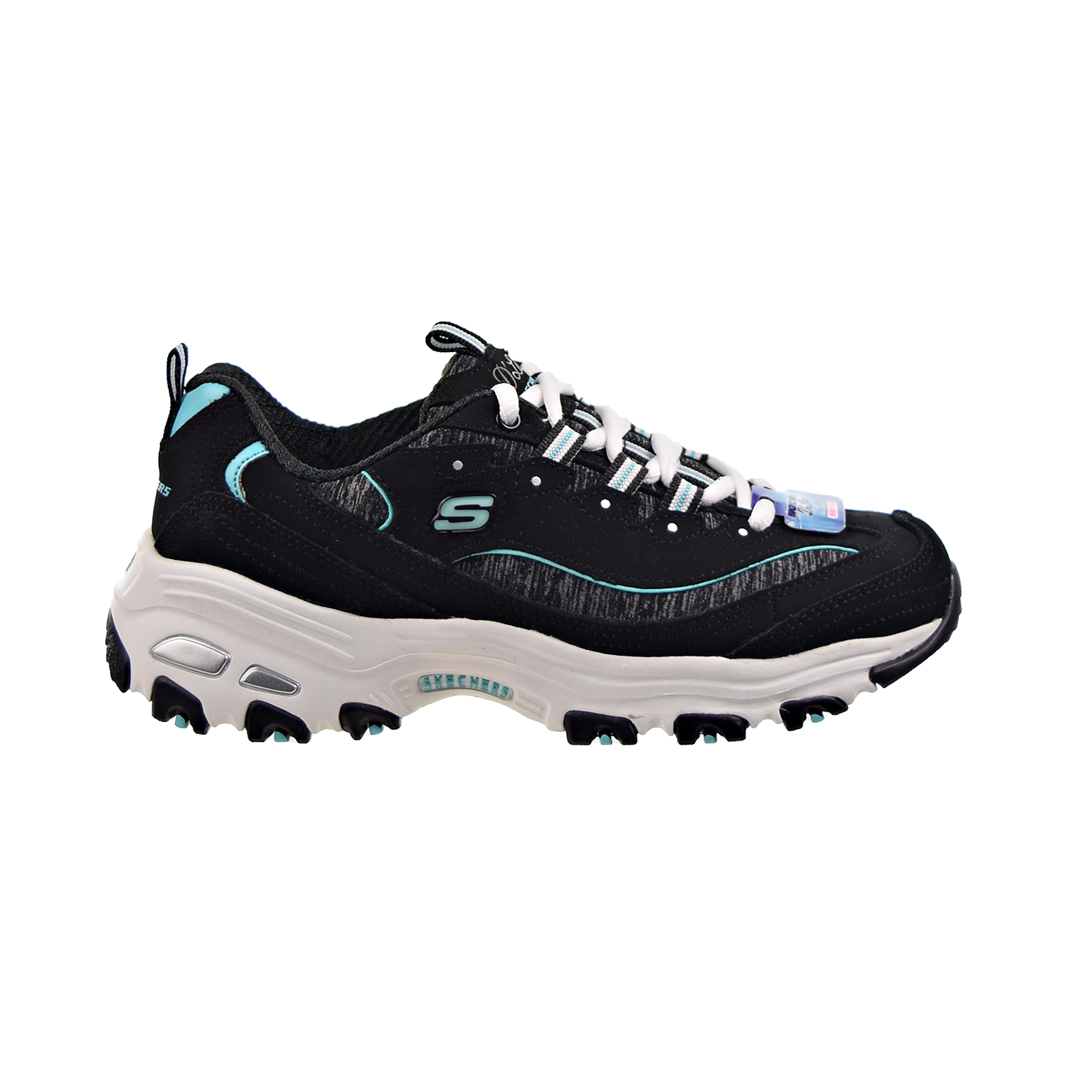 Skechers D'Lites Me Time Women's Shoes Black-Turquoise 11936-bktq