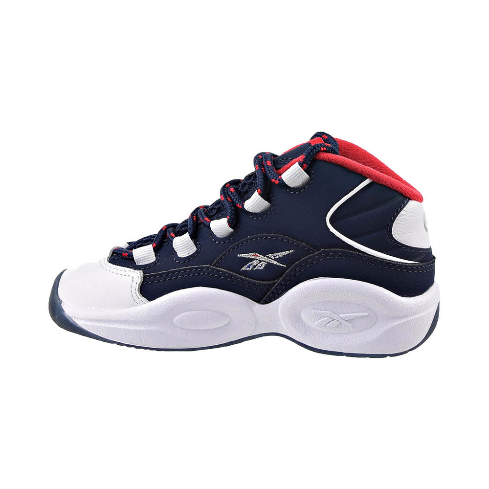 Reebok Question Mid Little Kids' Shoes White-Navy-Red gx0387