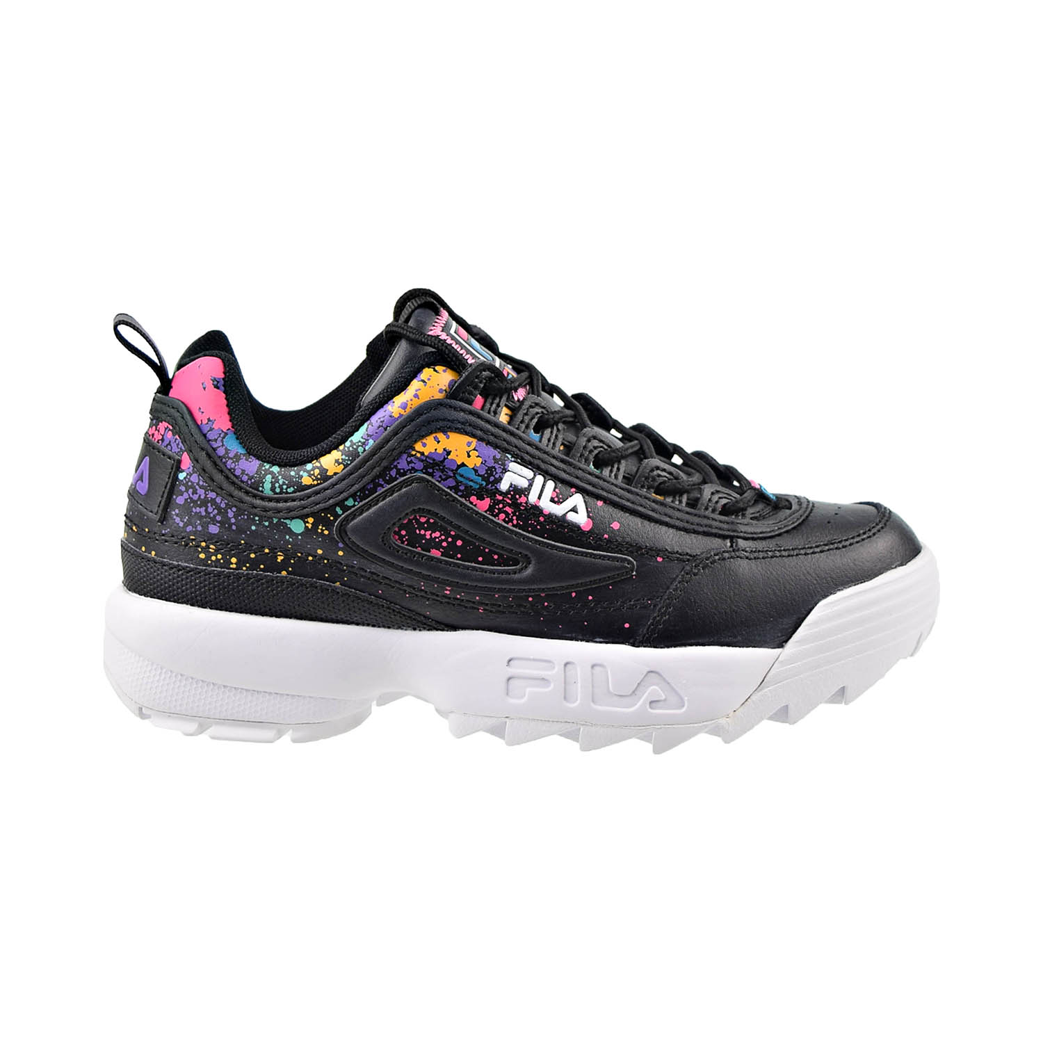 Fila Disruptor II DIY Paint Splatter Women's Shoes Black-White