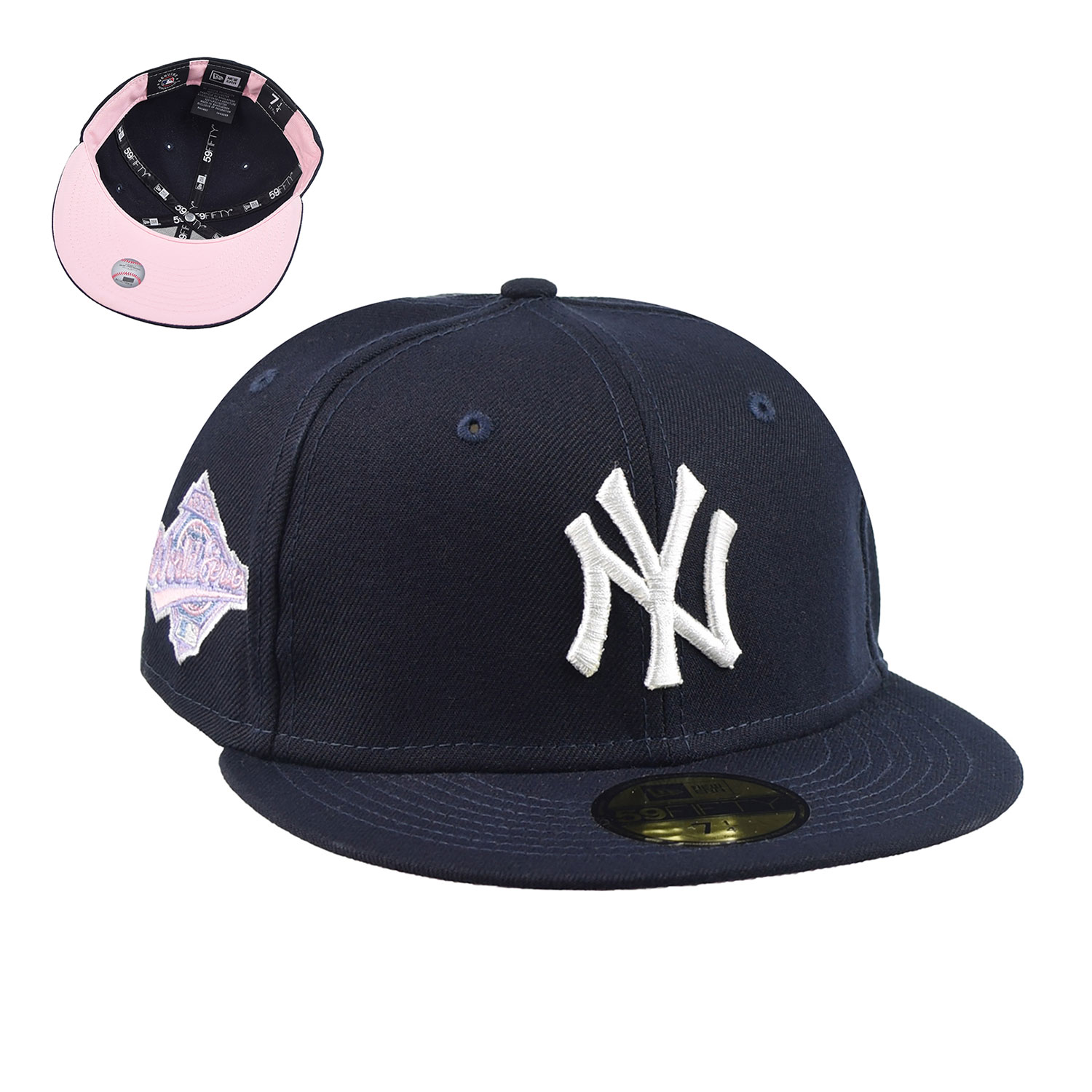 New Era New York Yankees Pop Sweat 59Fifty Men's Fitted Hat Navy-White-Pink  60243522 (Size 7 1/4)