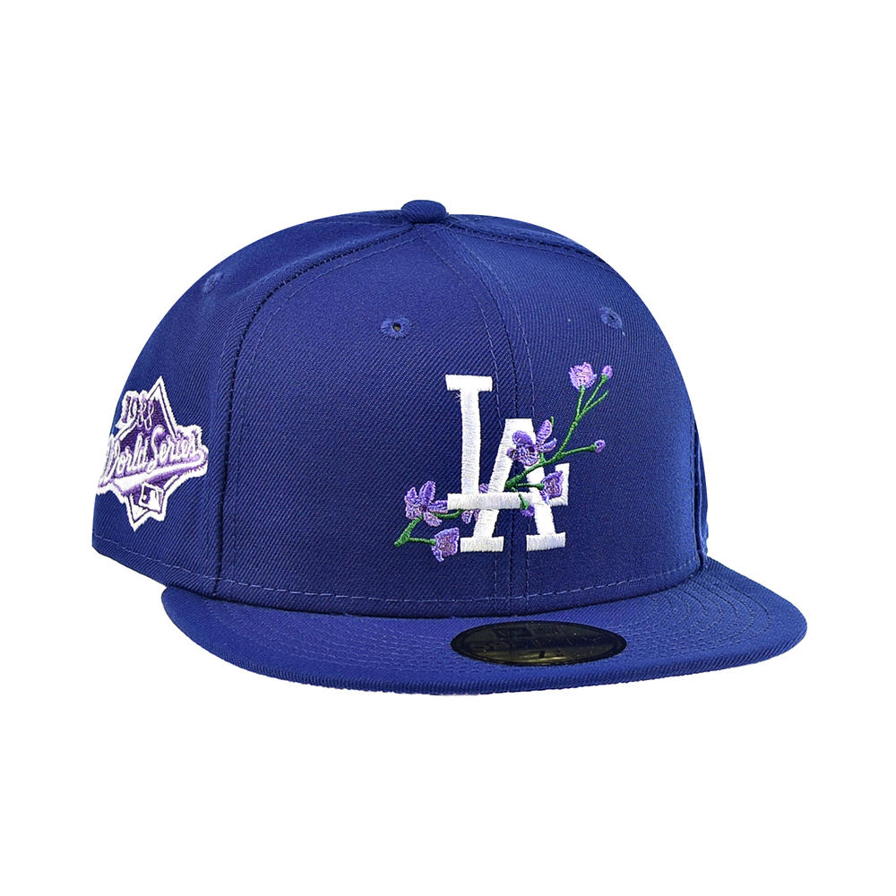 New Era Los Angeles Dodgers Side Patch Bloom 59Fifty Men's Fitted Blue-Purple 60288185 (Size 7 1/4)