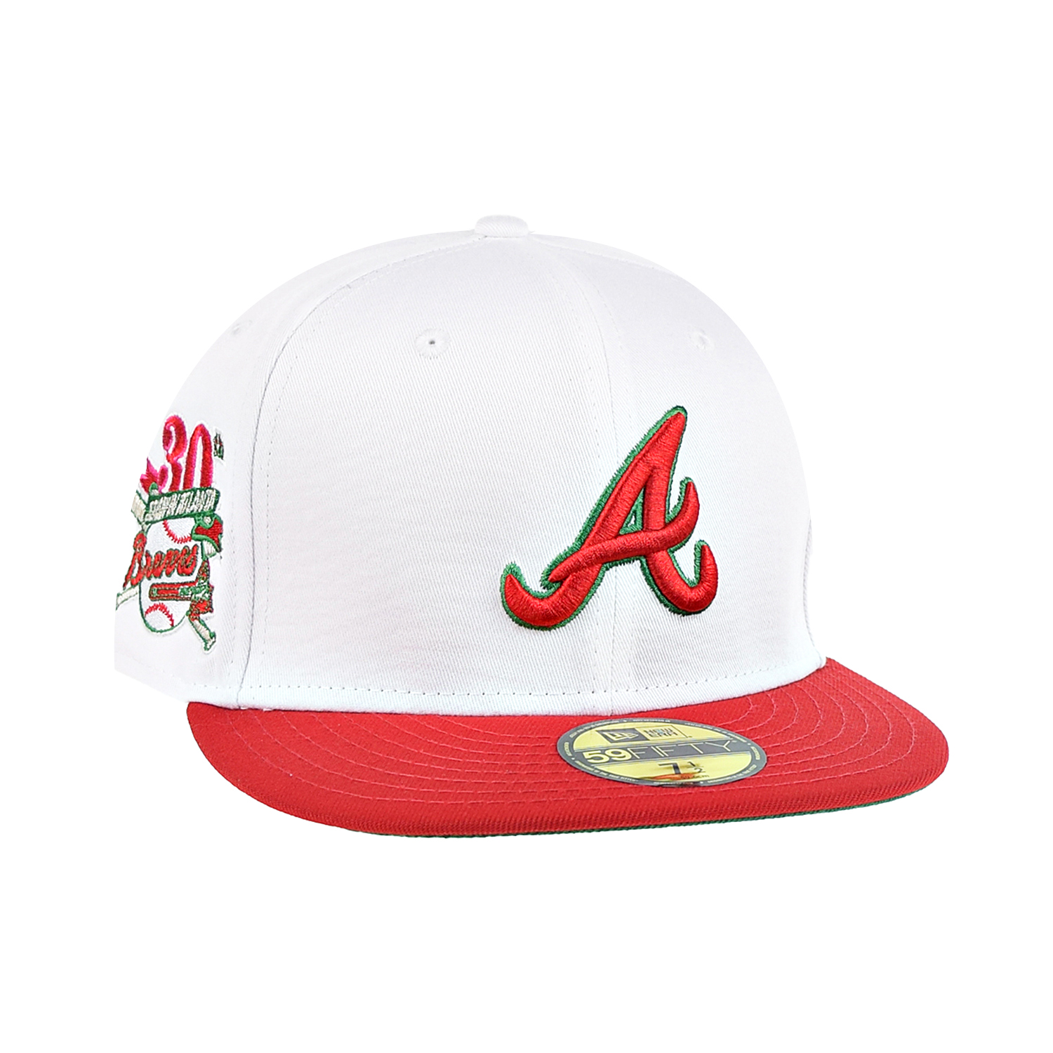 New Era Atlanta Braves 30th Anniversary 59Fifty Men's Fitted Hat White-Red 70680007 (Size 7 1/4)