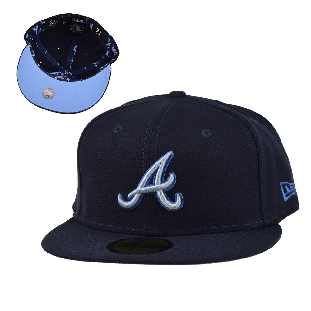 New Era Atlanta Braves Monocamo 59Fifty Men's Fitted Hat Navy 60347132 (Size 7 1/4)