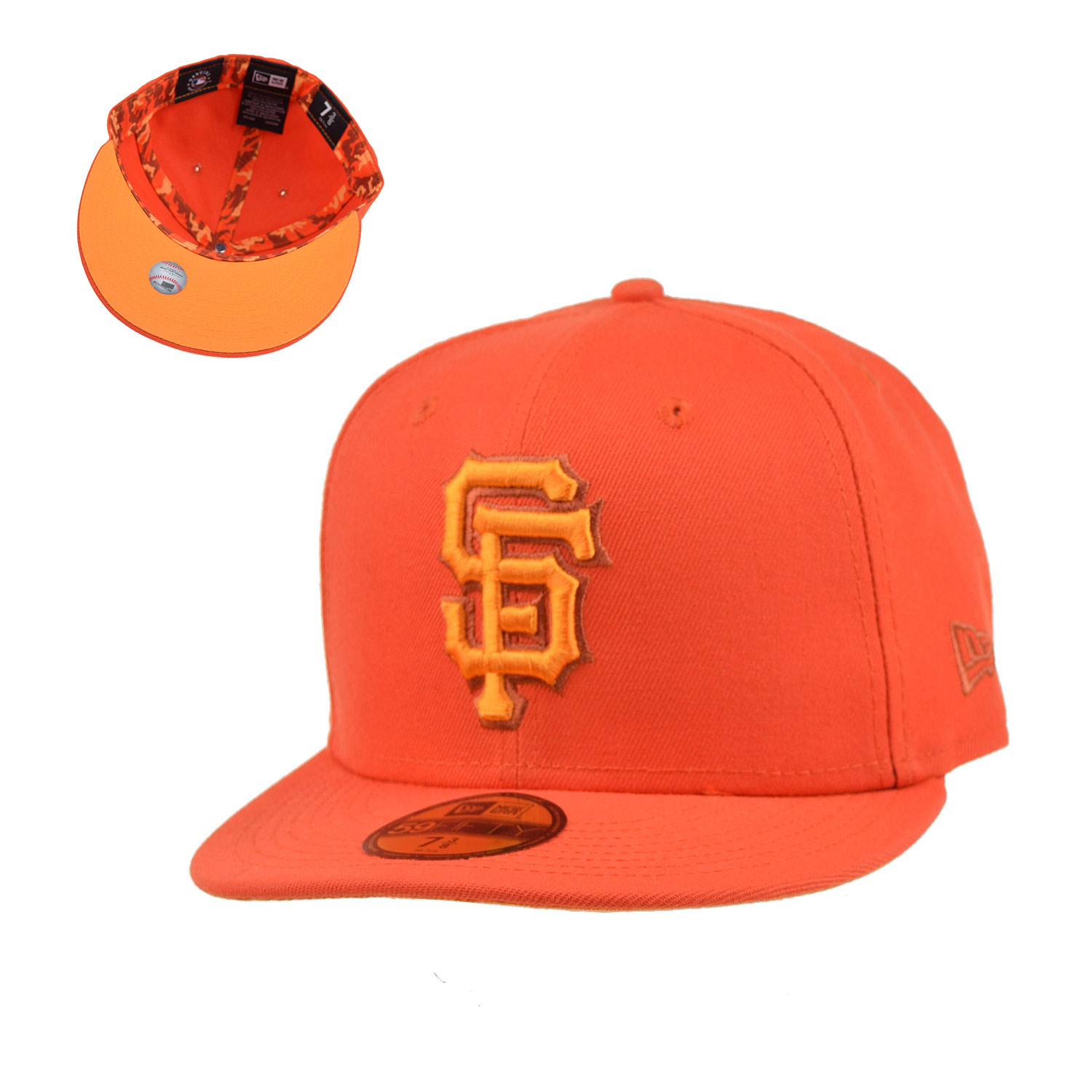 New Era San Francisco Giants MLB Monocamo 59Fifty Men's Fitted Hat Orange 60347138 (Size 7 1/4)