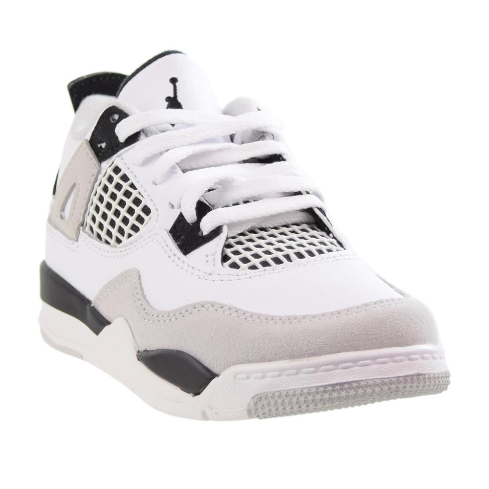 Michael Jordan Air Jordan 4 Retro (PS) "Military Black" Little Kids' Shoes White-Black-Grey bq7669-111