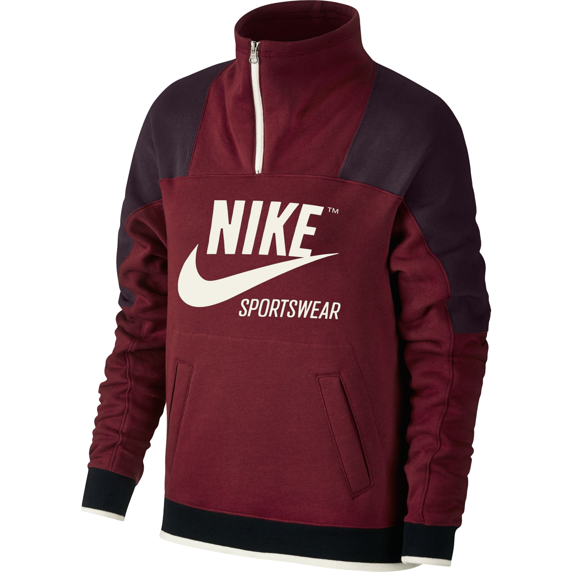 Nike Sportswear Archive Half Zip Pullover Women's Hoodie Burgundy