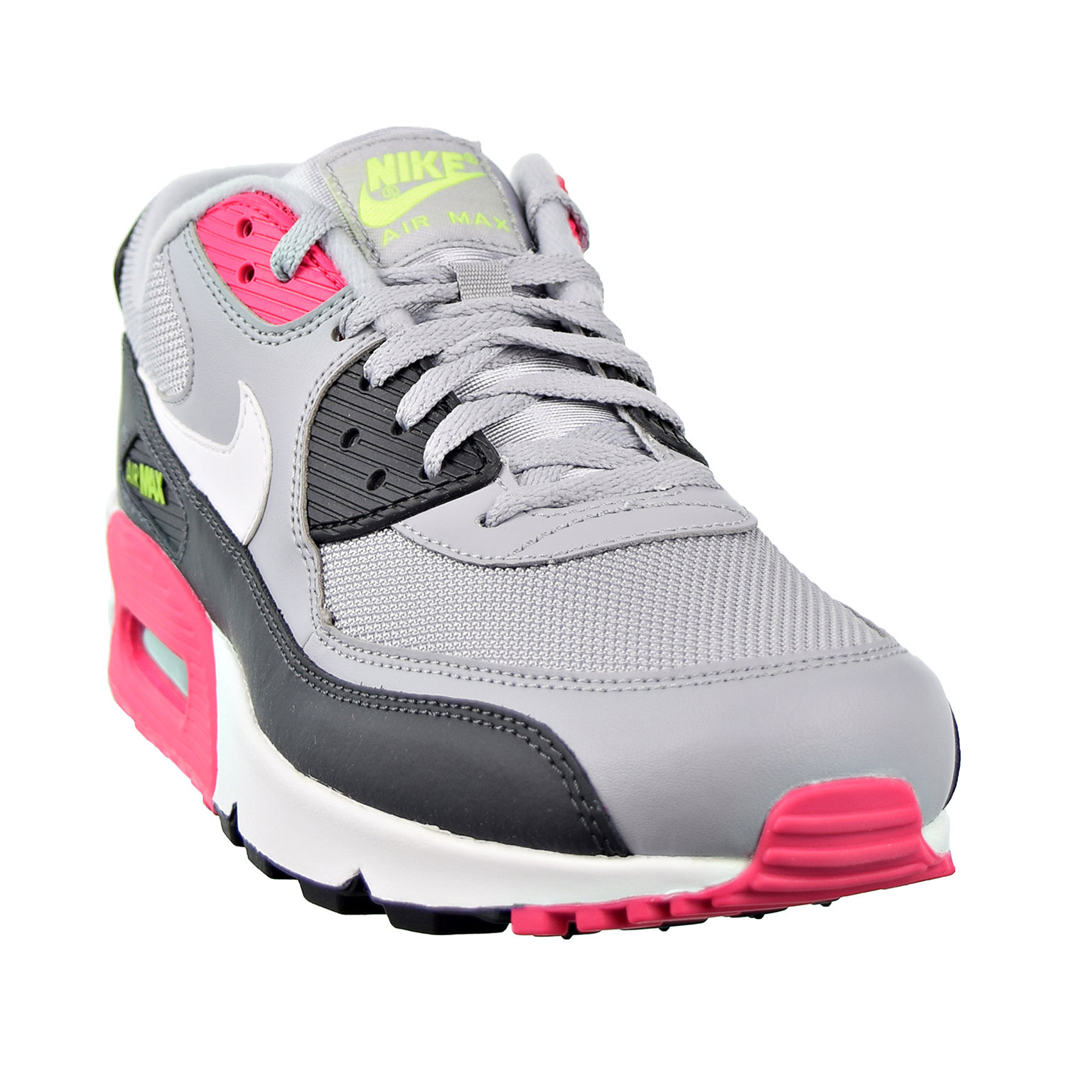 Nike Air Max 90 Essential Mens Shoes Wolf Grey White Rush Pink Volt Aj1285 020
