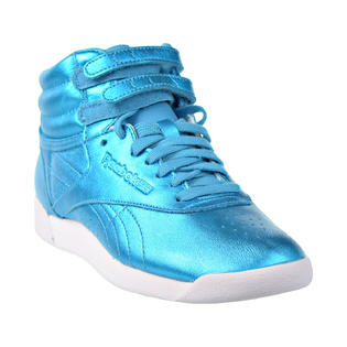 Reebok Freestyle Hi Metallic Women Shoes Feather Blue/White cn0959