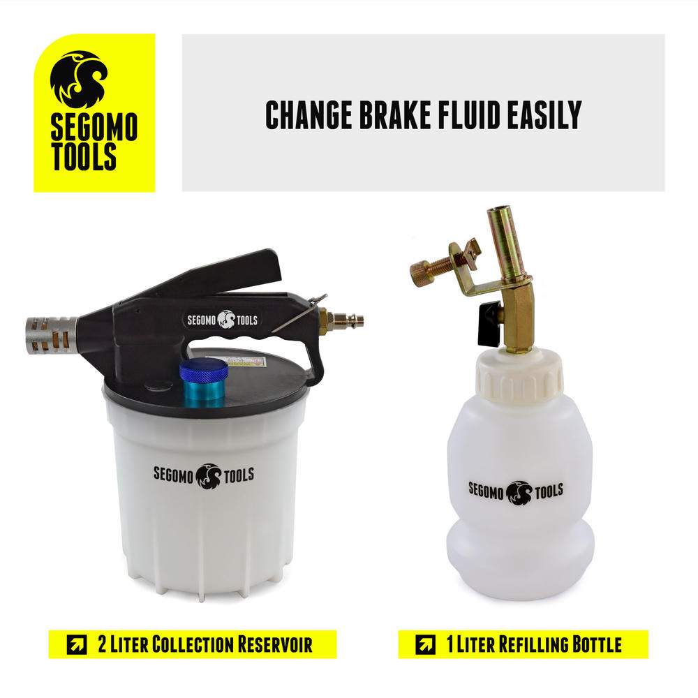 Segomo Tools 2 Liter Standard & ABS Vacuum Brake & Clutch Bleeder Fluid Extractor Pump Kit - VBB01