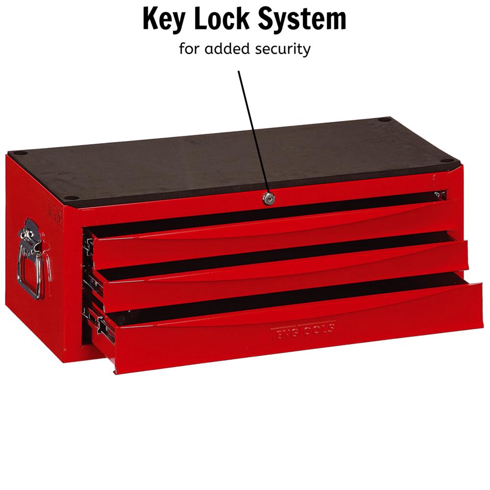 Teng Tools 3 Drawer Professional Portable Steel Lockable Red SV Middle Tool Box - TC803USV