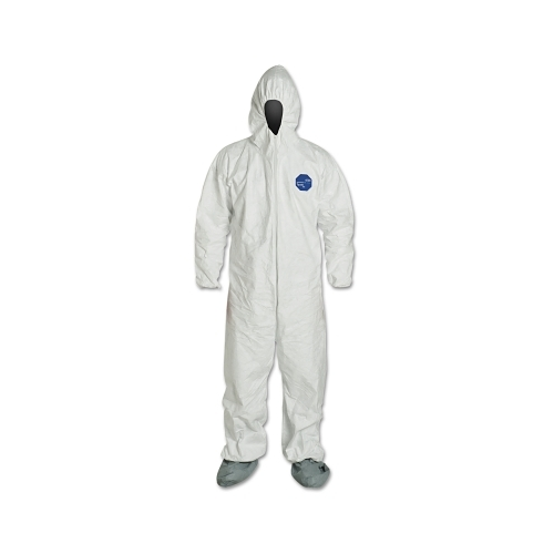 Dupont Tyvek 400 Coverall, Serged Seams,Attached Hood, Boots, Elastic Waist/Wrist/Ankles, Front Zipper, Storm Flap, White, 2X-La