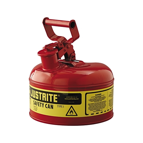 Justrite Type I Steel Safety Can, Flammables, 1 Gal, Red - 1 per EA - 7110100
