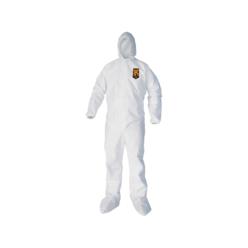 Kleenguard A40 Liquid & Particle Protection Coveralls, Zipper Front/Hood/Elastic Wrists/Ankles, White, 3X-Large - 25 per CA - 44