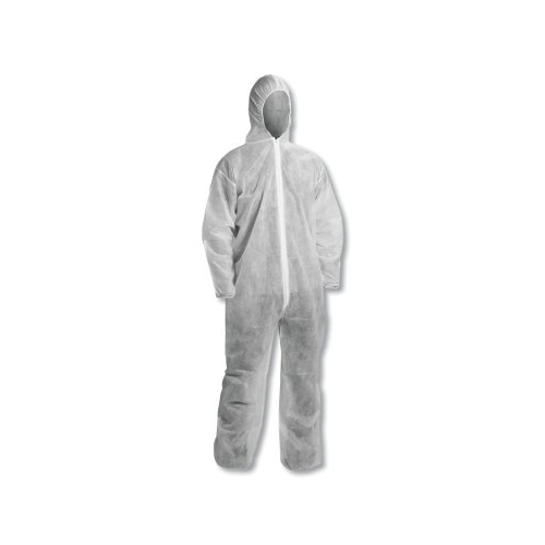 Kleenguard Kga10 Lightweight Coverall, Hooded, Zip Front, Elastic Wrist And Ankle, White, 2X-Large - 1 per CA - 65336