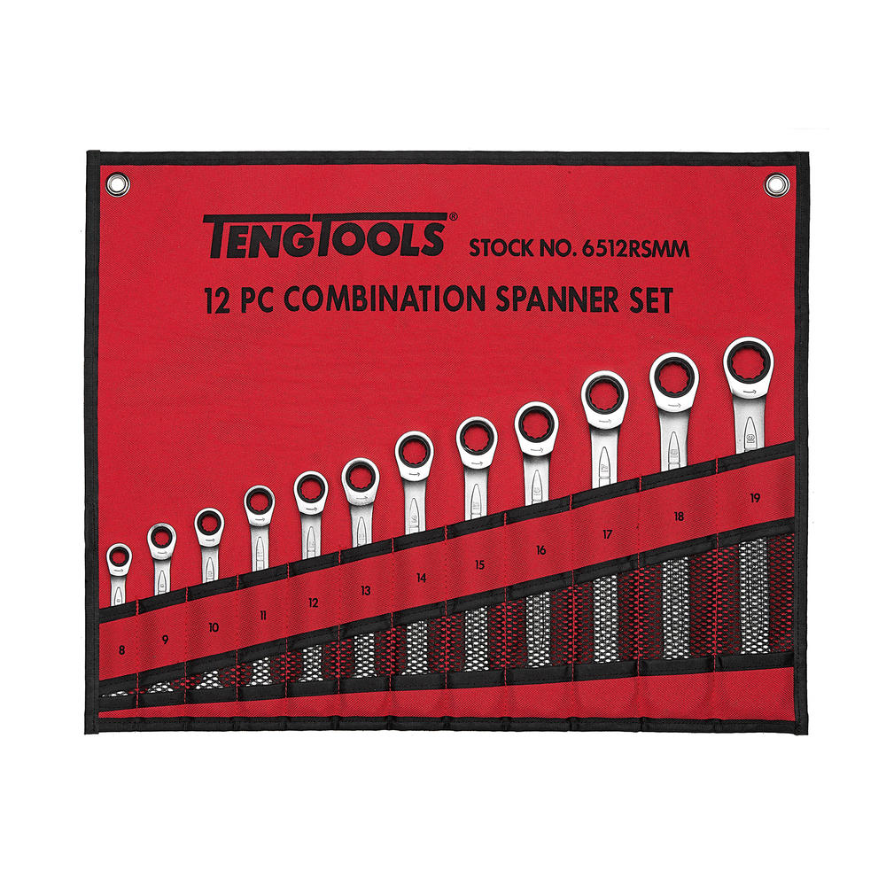 Teng Tools 12 Piece 8 - 19mm Ratcheting Combination Wrench Set - 6512RSMM
