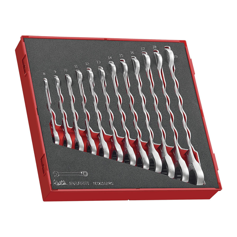 Teng Tools 12 Piece Ratchet Wrench Set In EVA Tray - TED6512RS