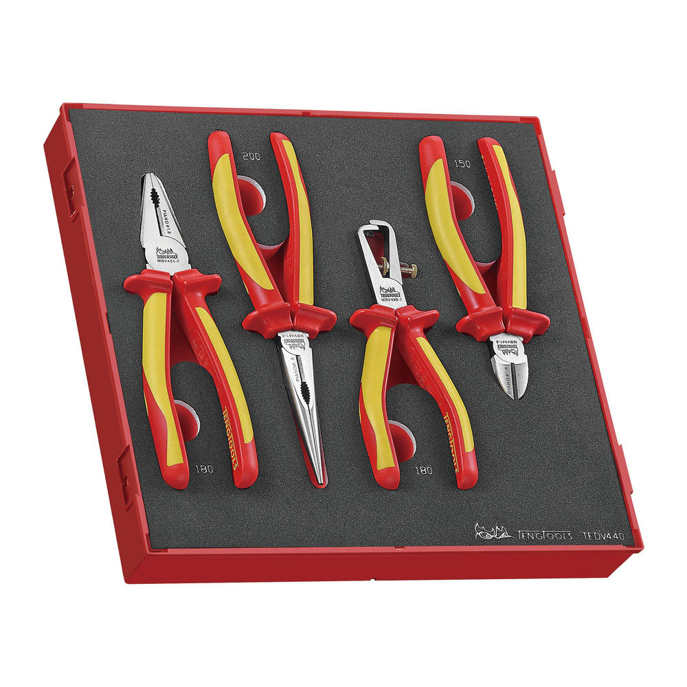 Teng Tools 4 Piece 1,000 Volt Insulated Plier Set In EVA Tray - TEDV440