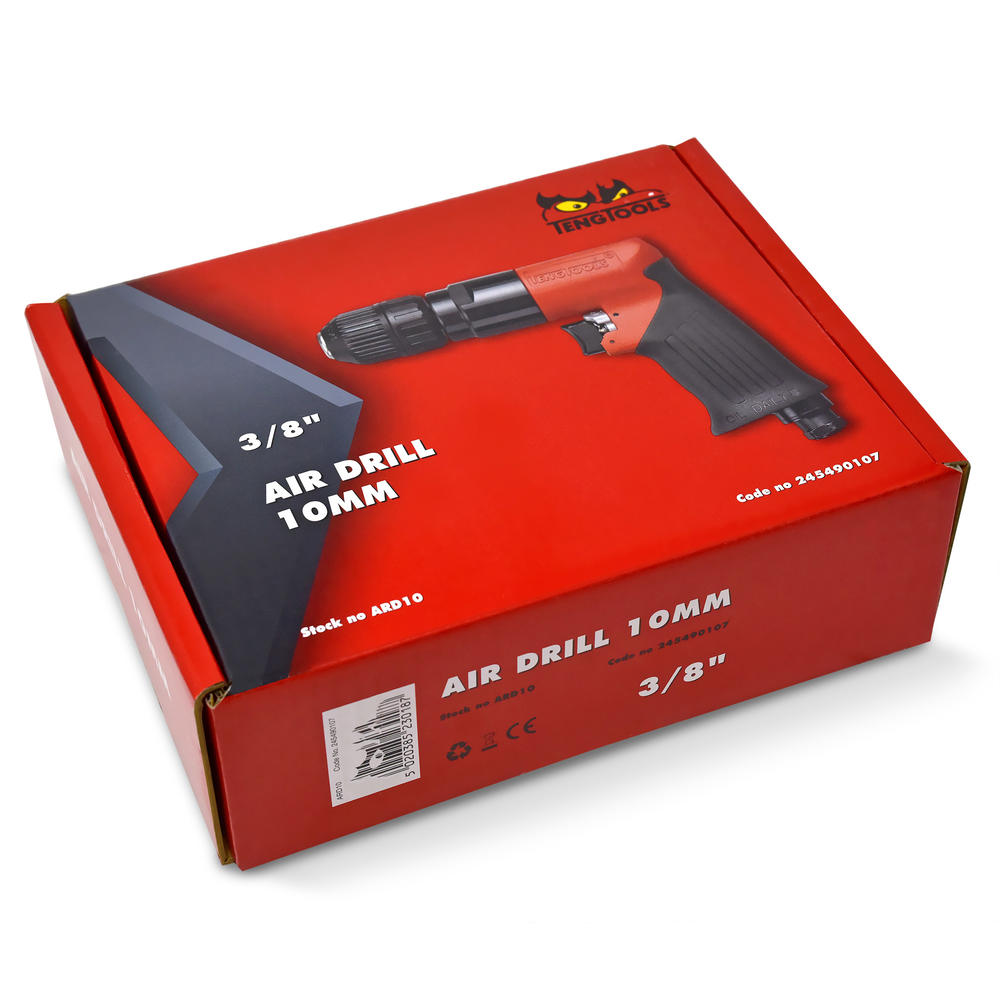 Teng Tools Pistol Style 10MM Chuck 1,800 RPM Left Right Hand Reversible Pneumatic Air Drill - ARD10