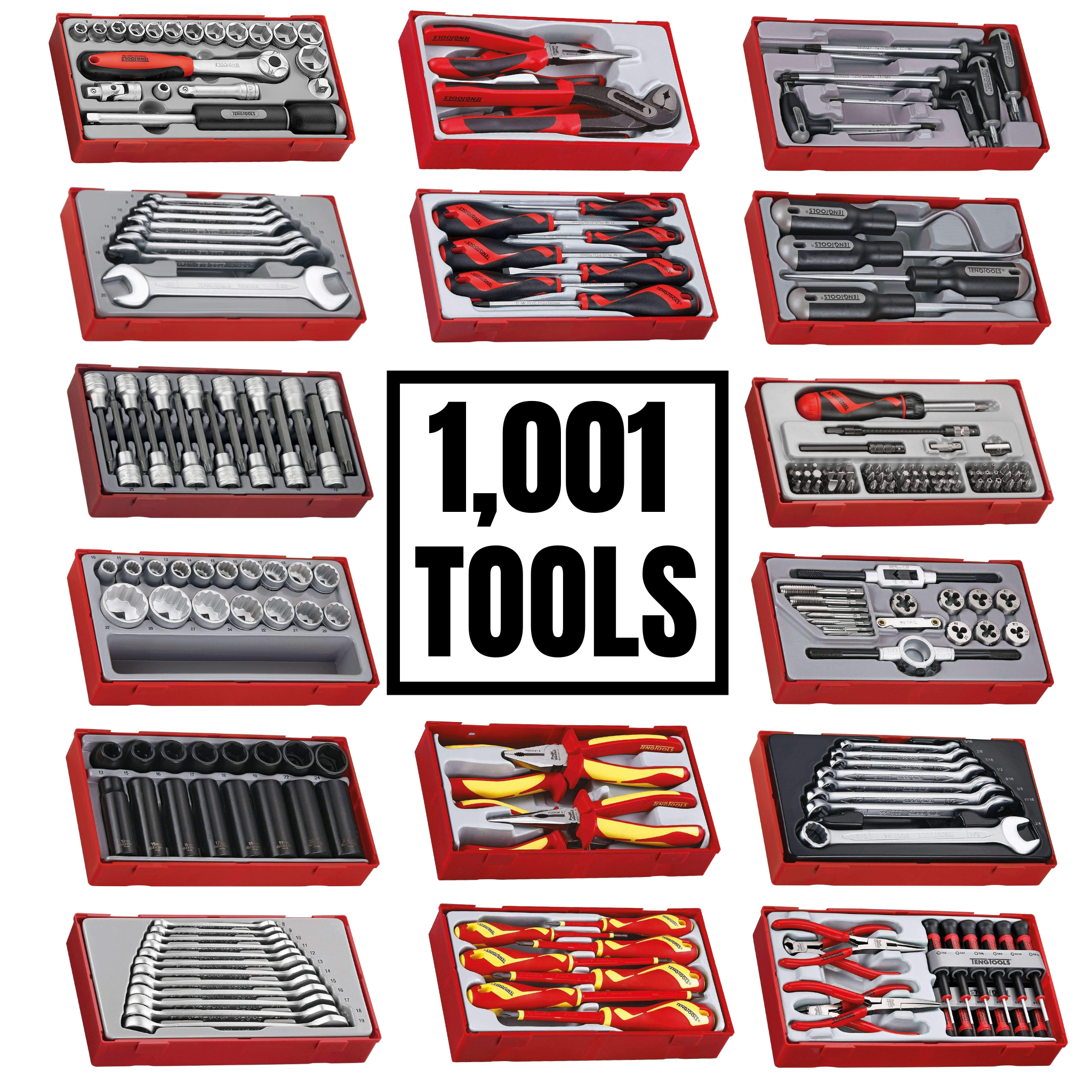 Teng Tools 1,001 Piece Mixed Hand Tool Bundle (No Storage) - TCMM1001NTOOLS