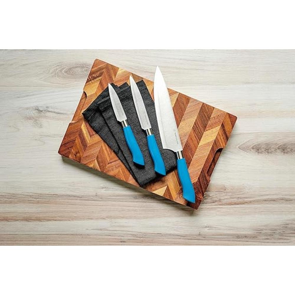 DURA LIVING EcoCut 3-Piece Kitchen Knife Set High Carbon Blades - LIGHT BLUE