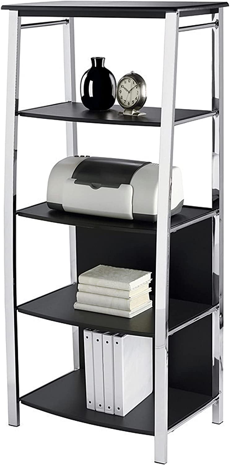 Realspace Open Box Realspace Mezza 60"H 4-Shelf Bookcase 851260 - Black/Chrome