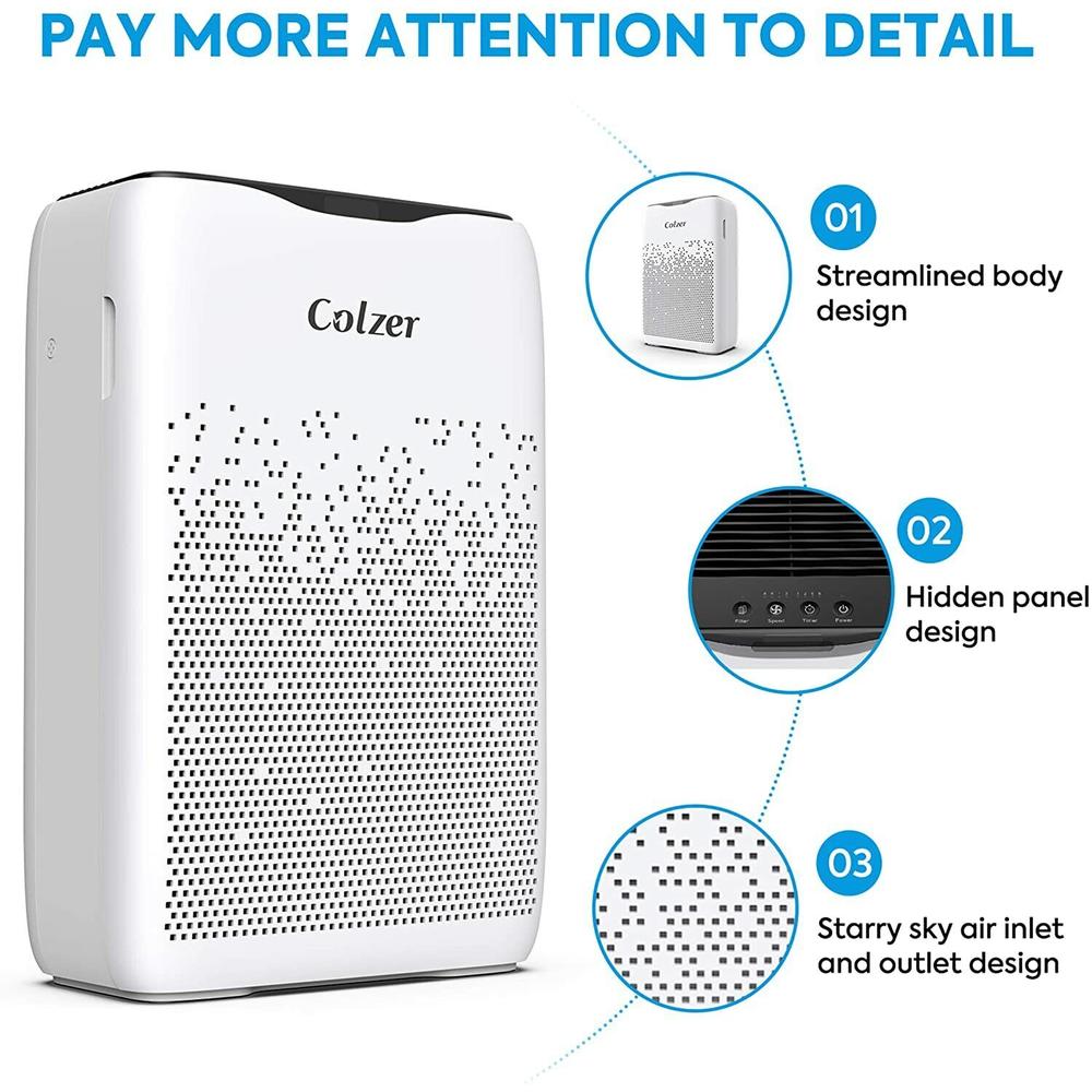 COLZER Open Box COLZER Air Purifier for Home Large Room with True HEPA Filter EPI-186 - WHITE