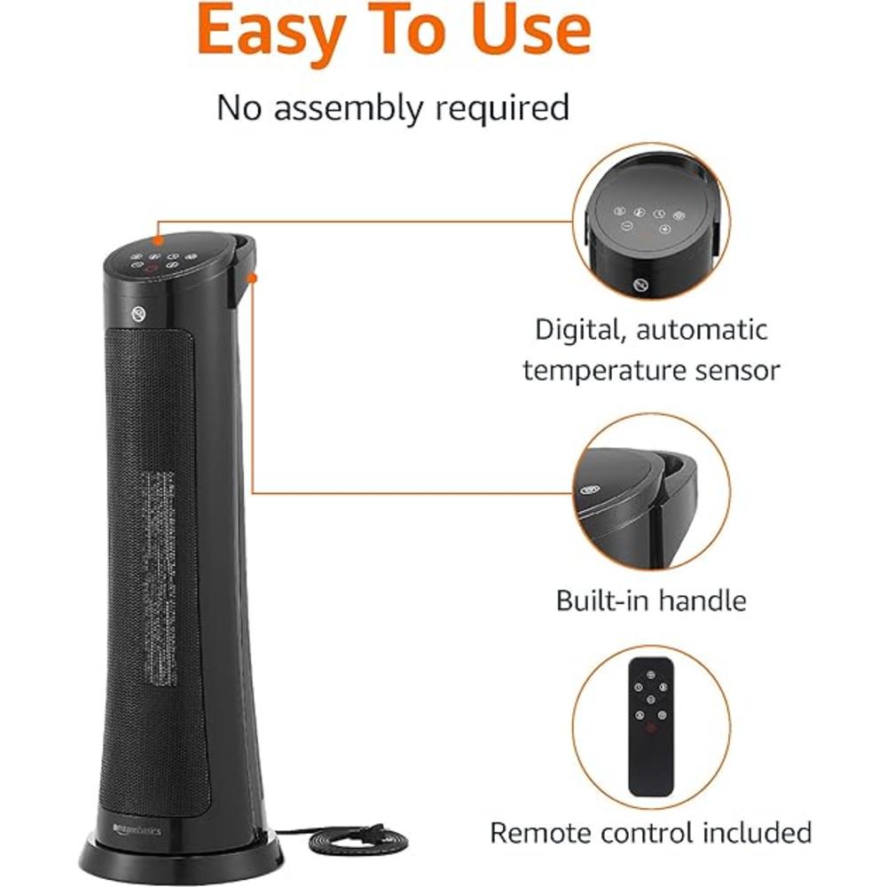 Amazon Open Box Amazon Basics Digital Tower Heater 28 Inch DQ3317 - BLACK