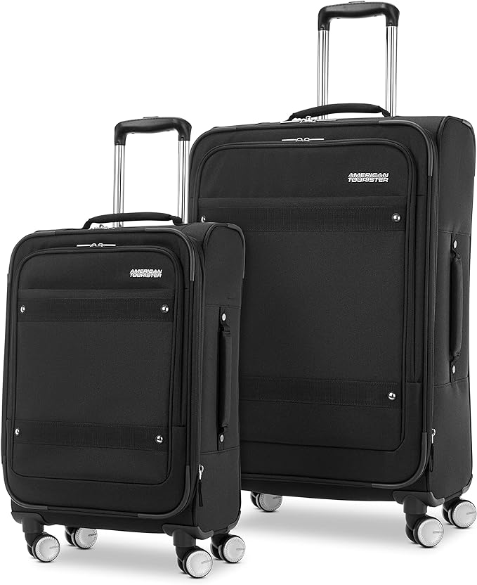 American Tourister Open Box American Tourister Whim Softside Luggage Spinners 2PC SET Medium - Black