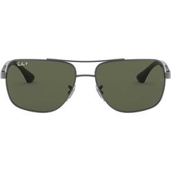 Ray-Ban Open Box Ray-Ban Men's RB3483 Metal Square Sunglasses - POLARIZED GREEN/GUNMETAL