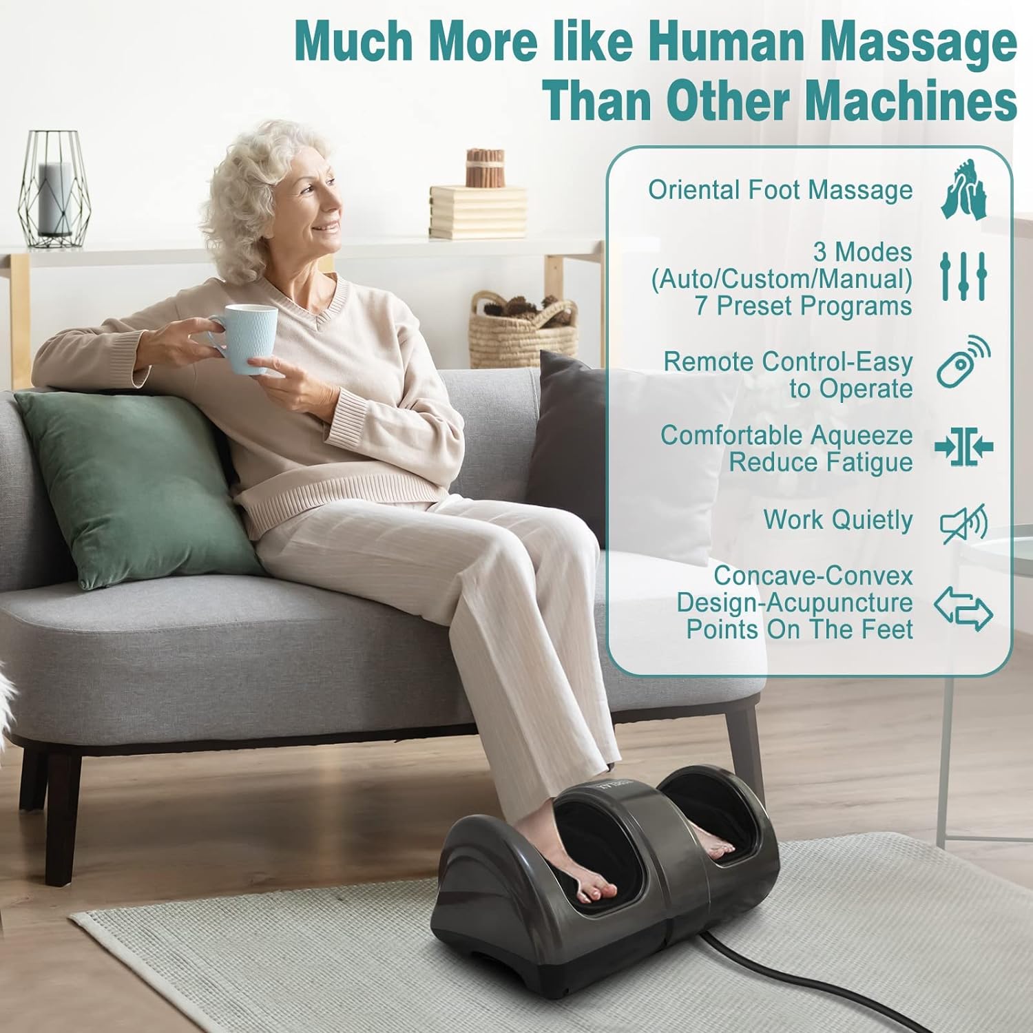 TERELAX Open Box TERELAX Foot and Calf Massager Machine with Remote - Black