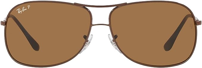 Ray-Ban Open Box Ray-Ban Metal Aviator Sunglasses FRAME RB3267 - Polished Brown LENSES Brown