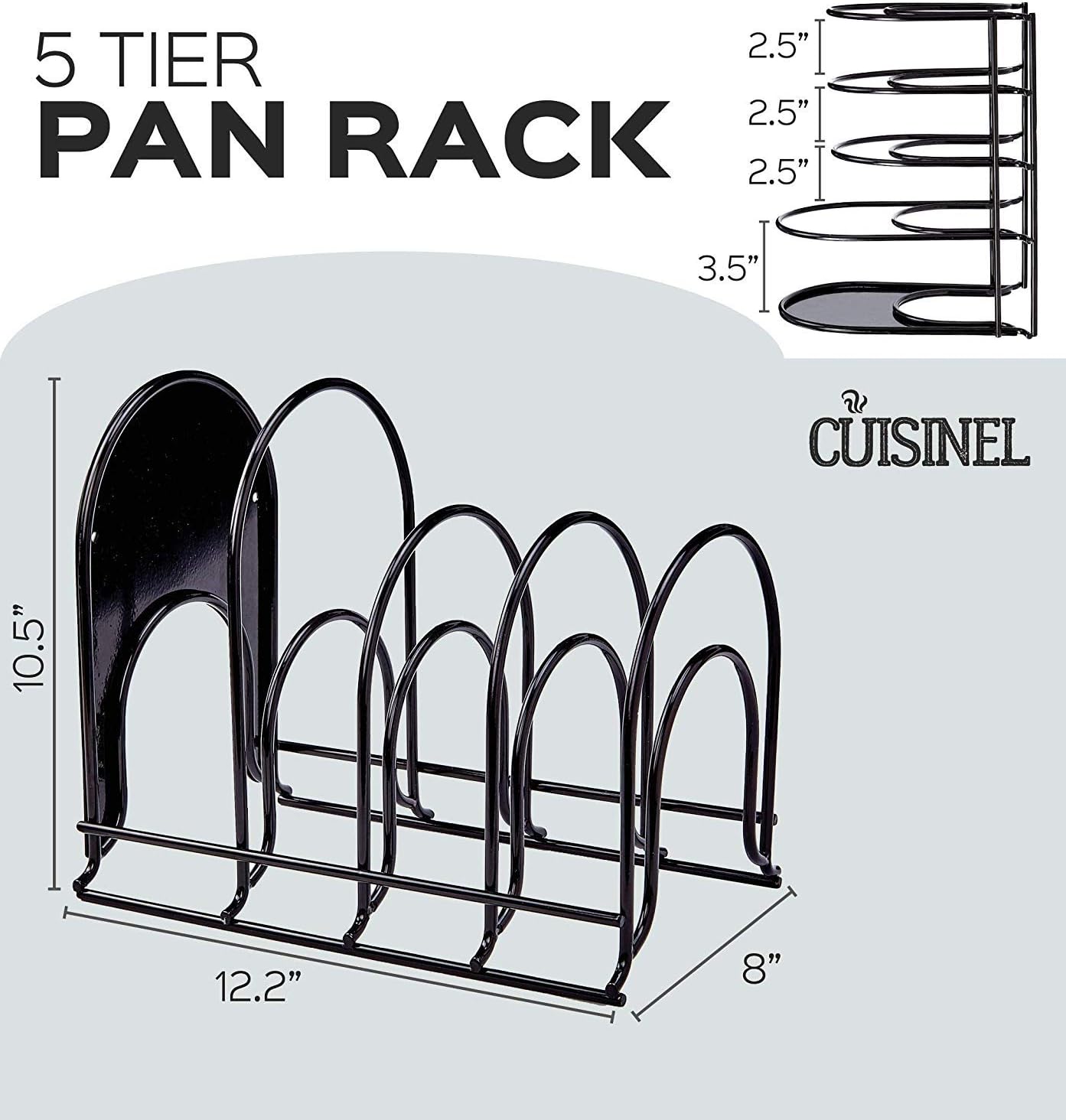 Cuisinel Open Box Cuisinel Heavy Duty Pan Organizer, 5 Tier Rack, Holds 50 LB - BLACK