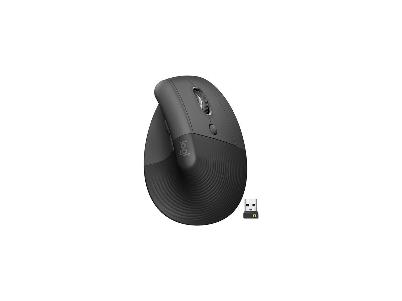 Logitech Lift Vertical Ergonomic Mouse, Wireless, Bluetooth or Logi Bolt USB receiver, Quiet clicks, 4 buttons, compatible with