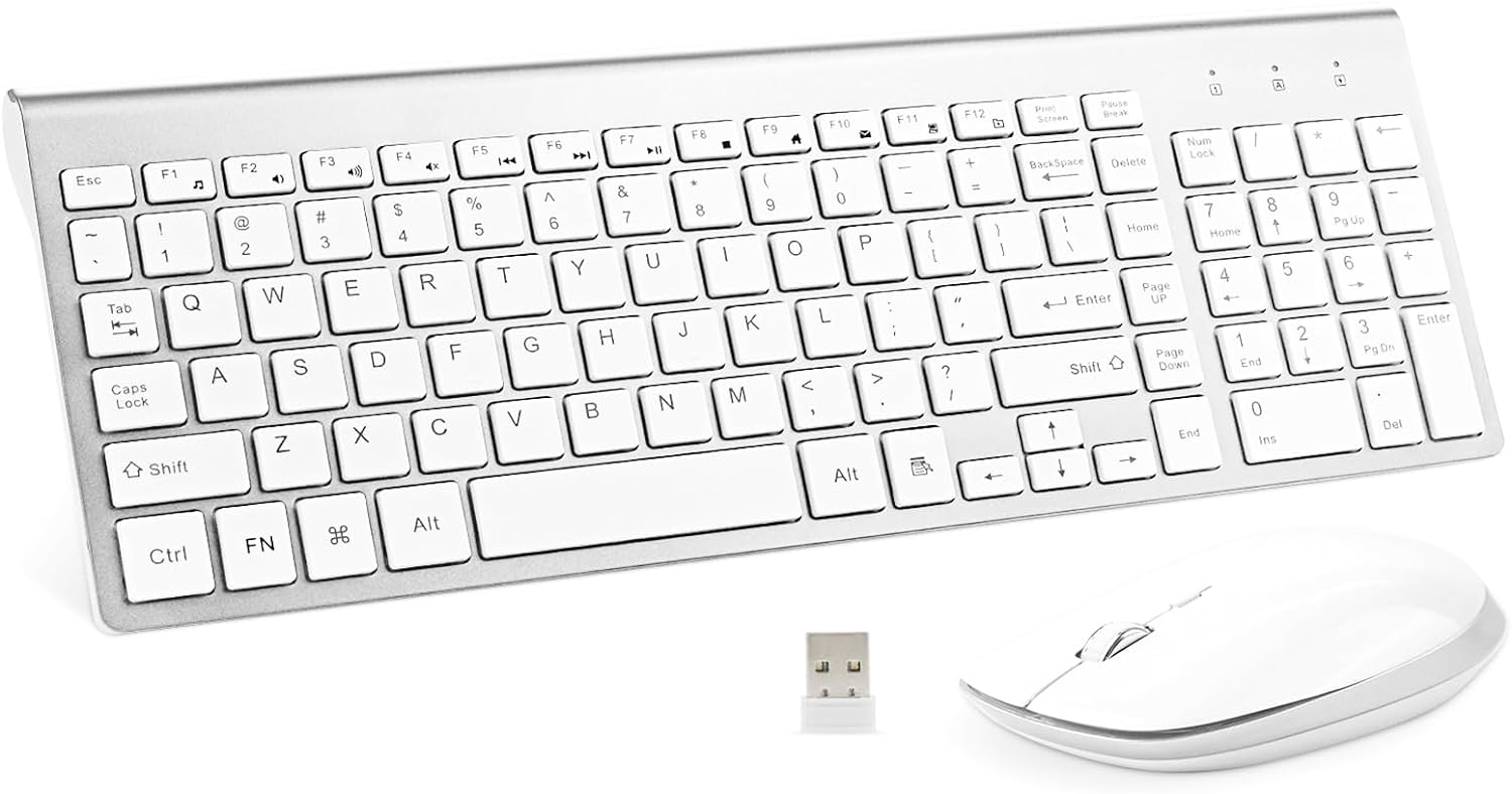 FENIFOX Open Box FENIFOX Wireless Keyboard and Mouse - White Silver