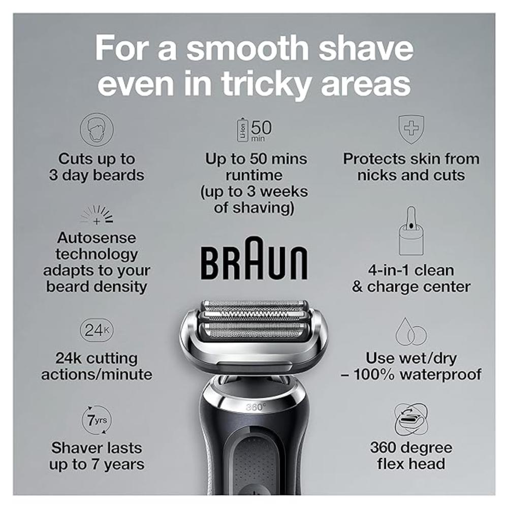 Braun Open Box Braun Electric Razor Waterproof Foil Shaver Series 7 7075cc 5763/5764 - Black