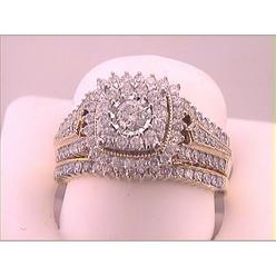 gndatlanta 10k Yellow Gold Round Diamond Bridal Wedding Ring Set 1-1/4 Cttw (Certified)