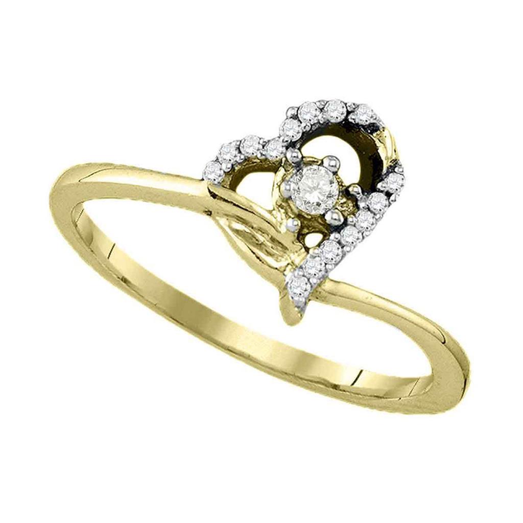 gndatlanta 10k Yellow Gold Diamond Heart Promise Bridal Engagement Ring 1/10 Cttw